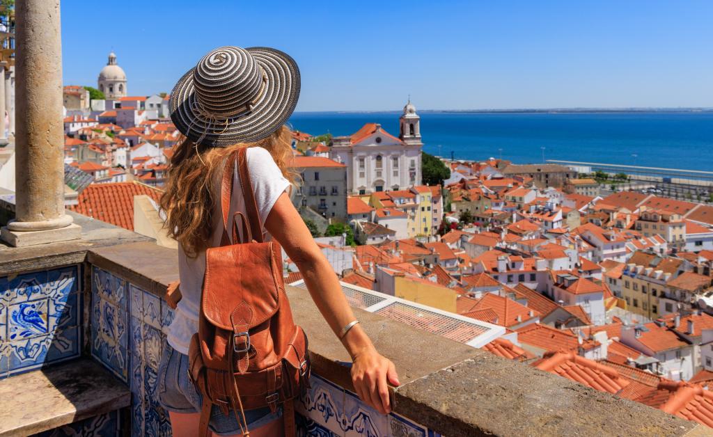 Woman in Lisbon viewpoint